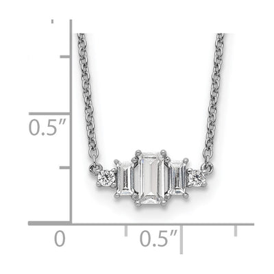 Cheryl M Sterling Silver Rhodium-plated Brilliant-cut and Emerald-cut Bar Necklace