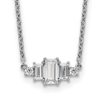 Cheryl M Sterling Silver Rhodium-plated Brilliant-cut and Emerald-cut Bar Necklace