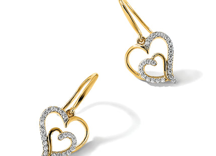 Cheryl M Sterling Silver Gold-plated Brilliant-cut CZ Heart Dangle Earrings
