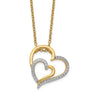 Cheryl M Sterling Silver Gold-plated Brilliant-cut CZ Fancy Double Heart Necklace