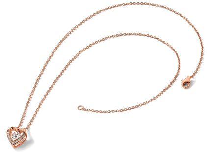 Cheryl M Sterling Silver Rose Gold-plated Polished Vibrant CZ Heart Necklace