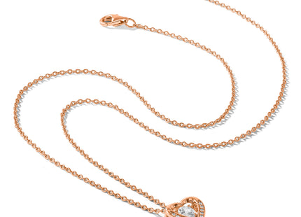 Cheryl M Sterling Silver Rose Gold-plated Polished Vibrant CZ Heart Necklace