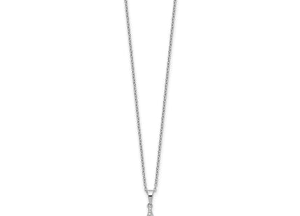 Cheryl M Sterling Silver Rhodium-plated Brilliant-cut Vibrant CZ Teardrop Necklace (Style QCM1431-18)