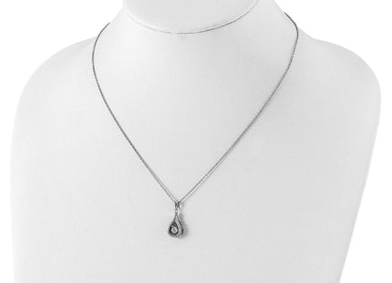 Cheryl M Sterling Silver Rhodium-plated Brilliant-cut Vibrant CZ Teardrop Necklace (Style QCM1431-18)