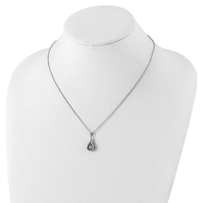 Cheryl M Sterling Silver Rhodium-plated Brilliant-cut Vibrant CZ Teardrop Necklace, 18 x 10.31mm