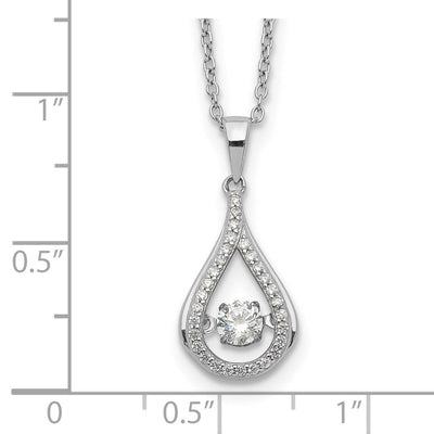 Cheryl M Sterling Silver Rhodium-plated Brilliant-cut Vibrant CZ Teardrop Necklace, 18 x 10.31mm