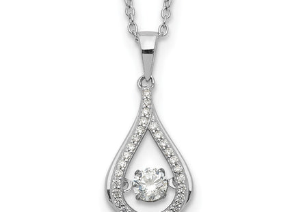 Cheryl M Sterling Silver Rhodium-plated Brilliant-cut Vibrant CZ Teardrop Necklace (Style QCM1431-18)