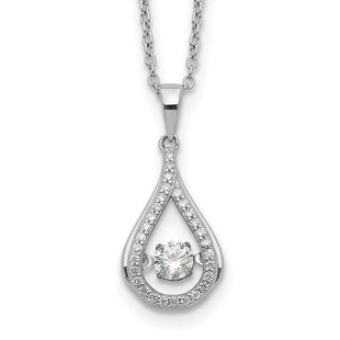 Cheryl M Sterling Silver Rhodium-plated Brilliant-cut Vibrant CZ Teardrop Necklace (Style QCM1431-18)