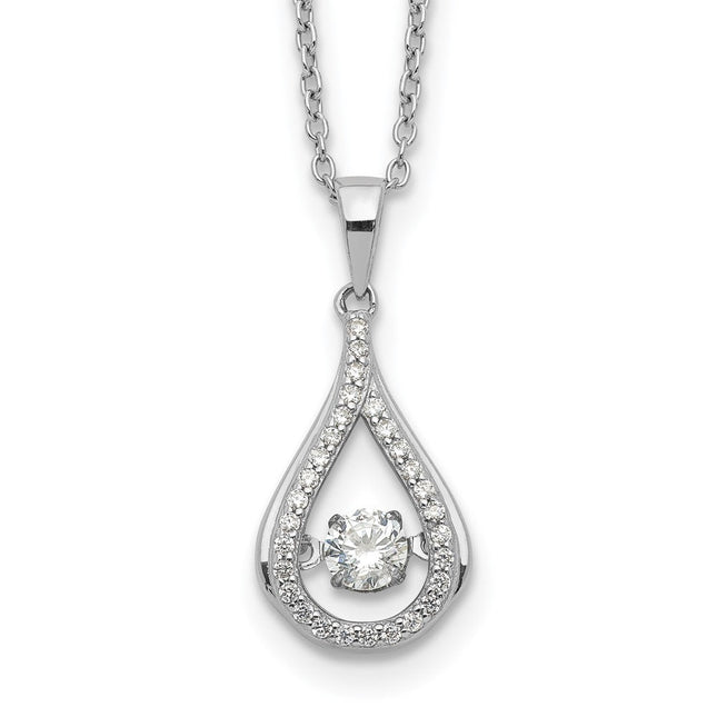 Cheryl M Sterling Silver Rhodium-plated Brilliant-cut Vibrant CZ Teardrop Necklace, 18 x 10.31mm