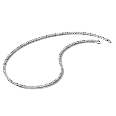 Cheryl M Sterling Silver Rhodium-plated Brilliant-cut CZ Necklace, 18 x 2.85mm