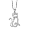 Cheryl M Sterling Silver Rhodium-plated Brilliant-cut White CZ Cat 18. Necklace