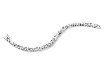 Cheryl M Sterling Silver Rhodium-plated Fancy Brilliant-cut and Marquise-cut CZ 7. Bracelet