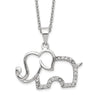 Cheryl M Sterling Silver Rhodium Plated Brilliant-cut CZ Elephant 18. Necklace