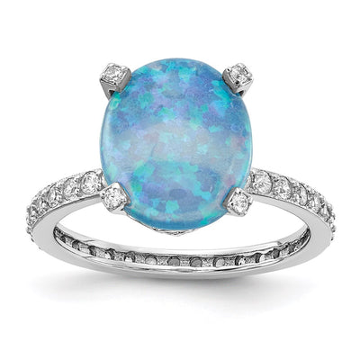 Sterling silver cubic zirconia oval ring