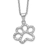 Cheryl M Sterling Silver Rhodium-plated Brilliant-cut CZ Paw 18. Necklace