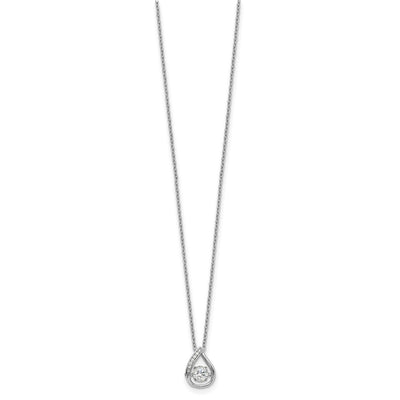 Cheryl M Sterling Silver Rhodium-plated Brilliant-cut Vibrant CZ Teardrop Necklace, 18 x 8.72mm