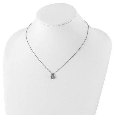 Cheryl M Sterling Silver Rhodium-plated Brilliant-cut Vibrant CZ Teardrop Necklace, 18 x 8.72mm