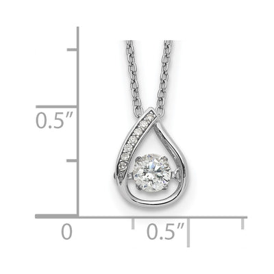 Cheryl M Sterling Silver Rhodium-plated Brilliant-cut Vibrant CZ Teardrop Necklace, 18 x 8.72mm