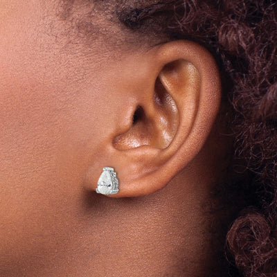 Cheryl M Sterling Silver Rhodium-plated Brilliant-cut Pear Shaped CZ with Pavé Gallery Post Stud Earrings