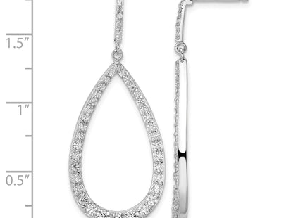 Cheryl M Sterling Silver Rhodium-plated Brilliant-cut CZ Open Pear Shape Post Dangle Earrings