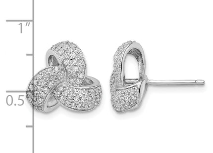 Cheryl M Sterling Silver Rhodium-plated Brilliant-cut Pave CZ Love Knot Post Earrings