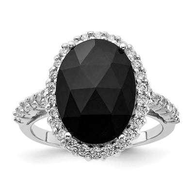 Sterling silver cubic zirconia oval ring