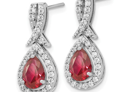 Sterling silver cubic zirconia teardrop drop earrings, alternate view