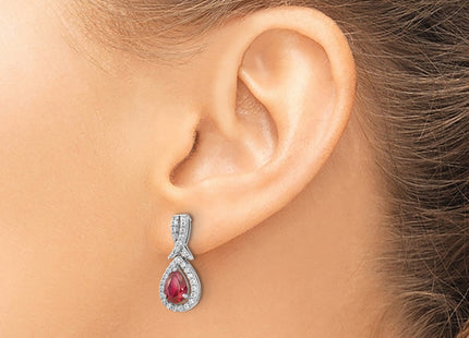 Sterling silver cubic zirconia teardrop drop earrings, another view