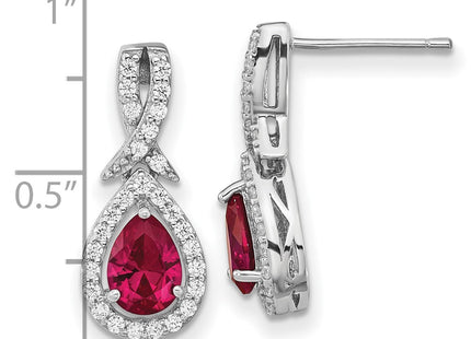 Sterling silver cubic zirconia teardrop drop earrings, further view