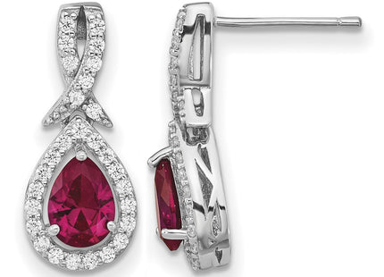Sterling silver cubic zirconia teardrop drop earrings