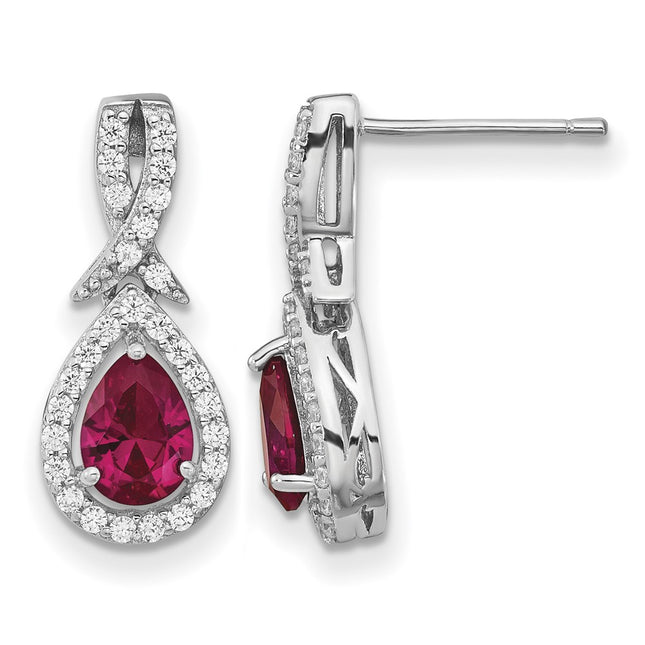 Sterling silver cubic zirconia teardrop drop earrings