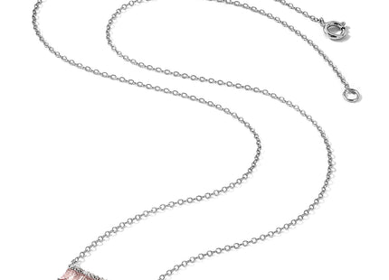 Cheryl M Sterling Silver Rhodium-plated Emerald-cut Pink Nano Crystal and White Brilliant-cut CZ Bar Necklace