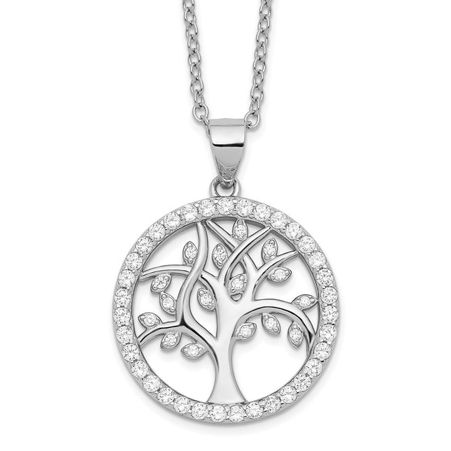 Sterling silver cubic zirconia tree of life necklace