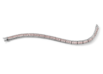 Cheryl M Sterling Silver Rhodium-plated Princess-cut Pink Nano Crystal and White Brilliant-cut CZ 7. Bracelet