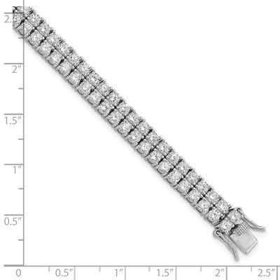 Cheryl M Sterling Silver Rhodium-plated Brilliant-cut CZ Two Row Tennis Bracelet