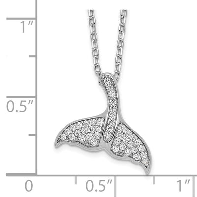 Cheryl M Sterling Silver Rhodium-plated Brilliant-cut CZ Whale Tail Necklace with Extender