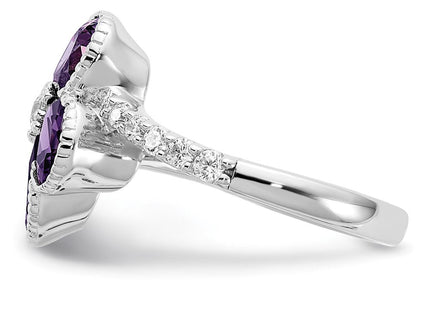 Sterling silver cubic zirconia flower ring, another view