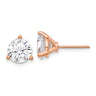 Cheryl M Sterling Silver Rose-tone Brilliant-cut CZ Stud Post Earrings