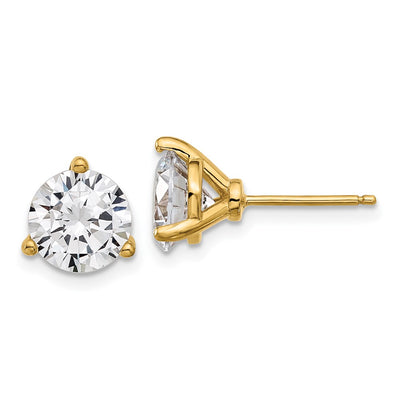 Cheryl M Sterling Silver Gold-tone Brilliant-cut CZ Stud Post Earrings