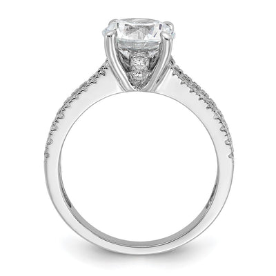 Cheryl M Sterling Silver Rhodium-plated Fancy Brilliant-cut Round CZ Center Stone Ring