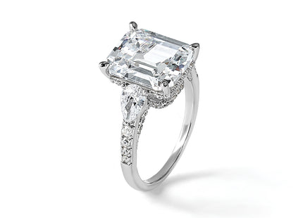 Cheryl M Sterling Silver Rhodium-plated Fancy Emerald-cut and Brilliant-cut CZ Ring