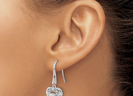 Sterling silver cubic zirconia heart drop earrings, another view
