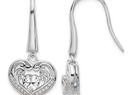 Sterling silver cubic zirconia heart drop earrings