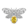 Cheryl M Sterling Silver Rhodium-plated Brilliant-cut Yellow and White CZ Bee Pin