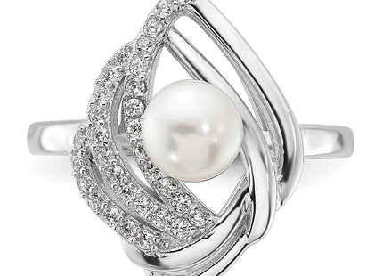 Sterling silver cubic zirconia teardrop ring, further view