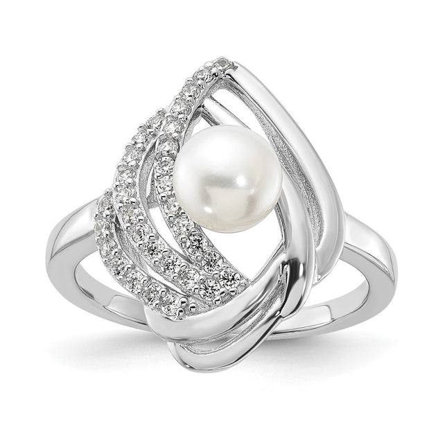 Sterling silver cubic zirconia teardrop ring