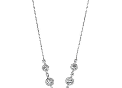 Cheryl M Sterling Silver Rhodium-plated Brilliant-cut CZ Fancy Halo Circles Necklace
