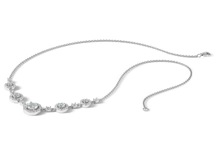 Cheryl M Sterling Silver Rhodium-plated Brilliant-cut CZ Fancy Halo Circles Necklace