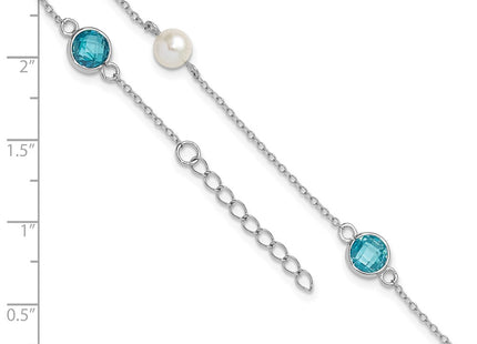 Sterling silver cubic zirconia station anklet, additional view