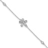 Cheryl M Sterling Silver Rhodium-plated Brilliant-cut CZ Flower Anklet with Extender